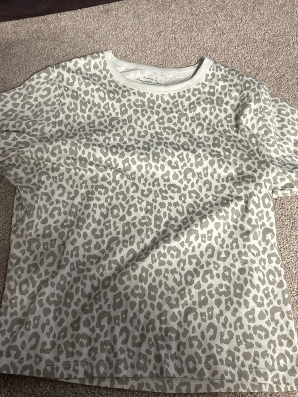 Altar'd State White and Light Gray Leopard Print Tee